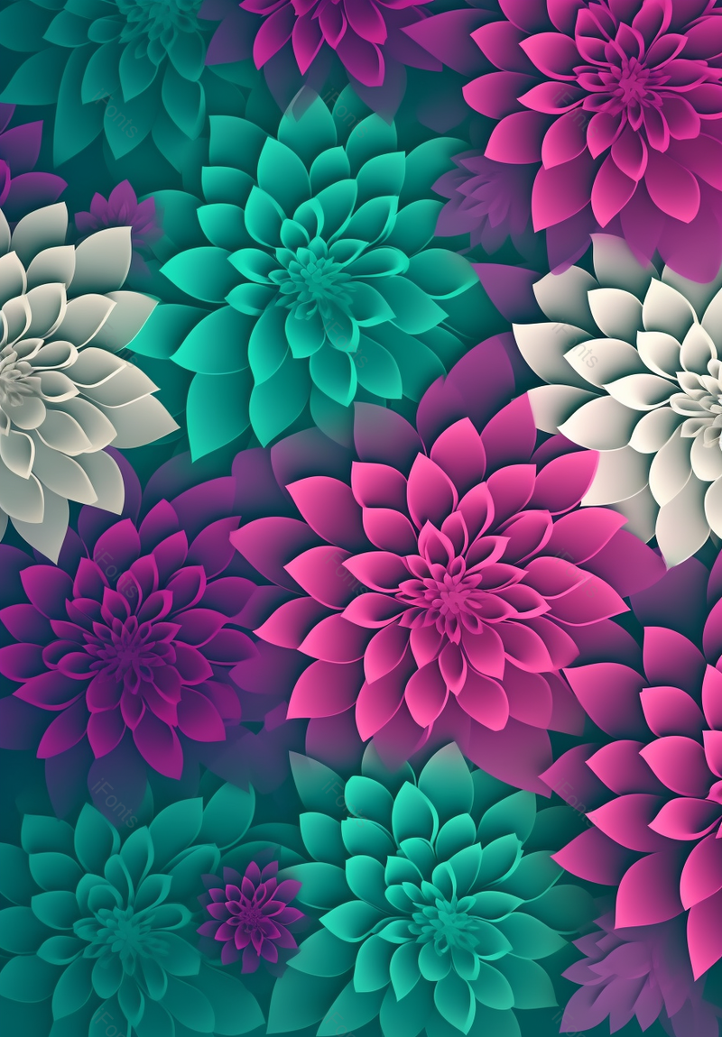 简直卡通盛开花卉图案背景留白,插画/手绘图,插画/手绘图库,插画/手绘图下载,插画/手绘